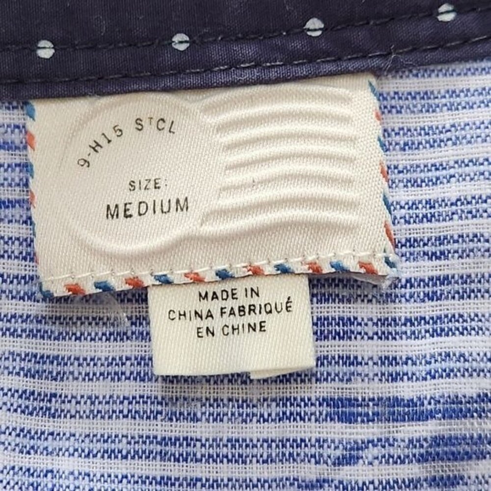 Anthropologie Postmark Blue White Striped Floral Long Sleeve Button Up … - Picture 6 of 12